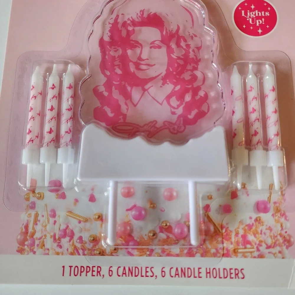 Brand New Dolly Parton Cake Topper Lights up 6 Candles 6 Candle Holders
